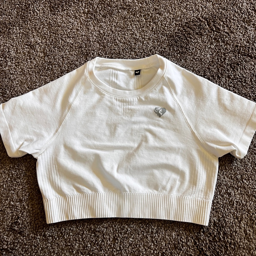 Women's Best Power Seamless Short Sleeve Medium Crop Top White‎ Shirt